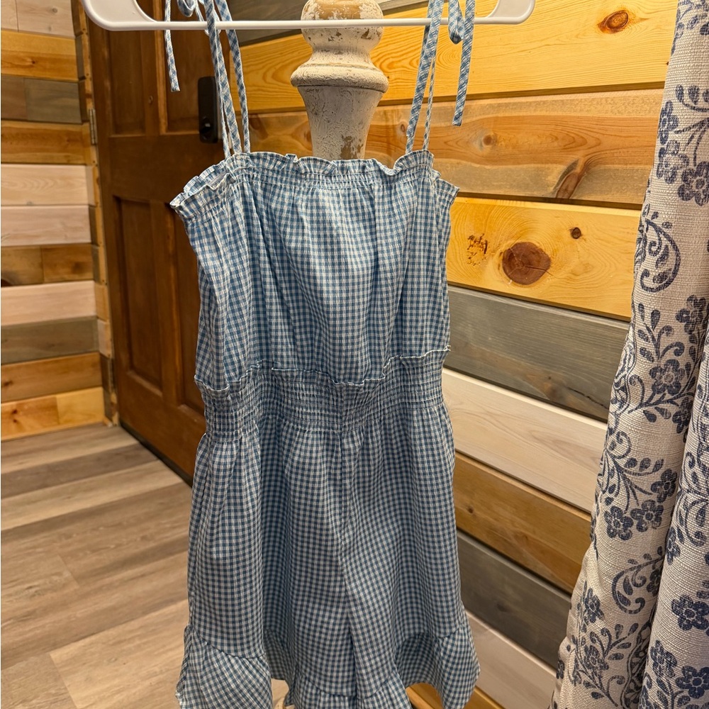 BKE Blue Gingham Romper